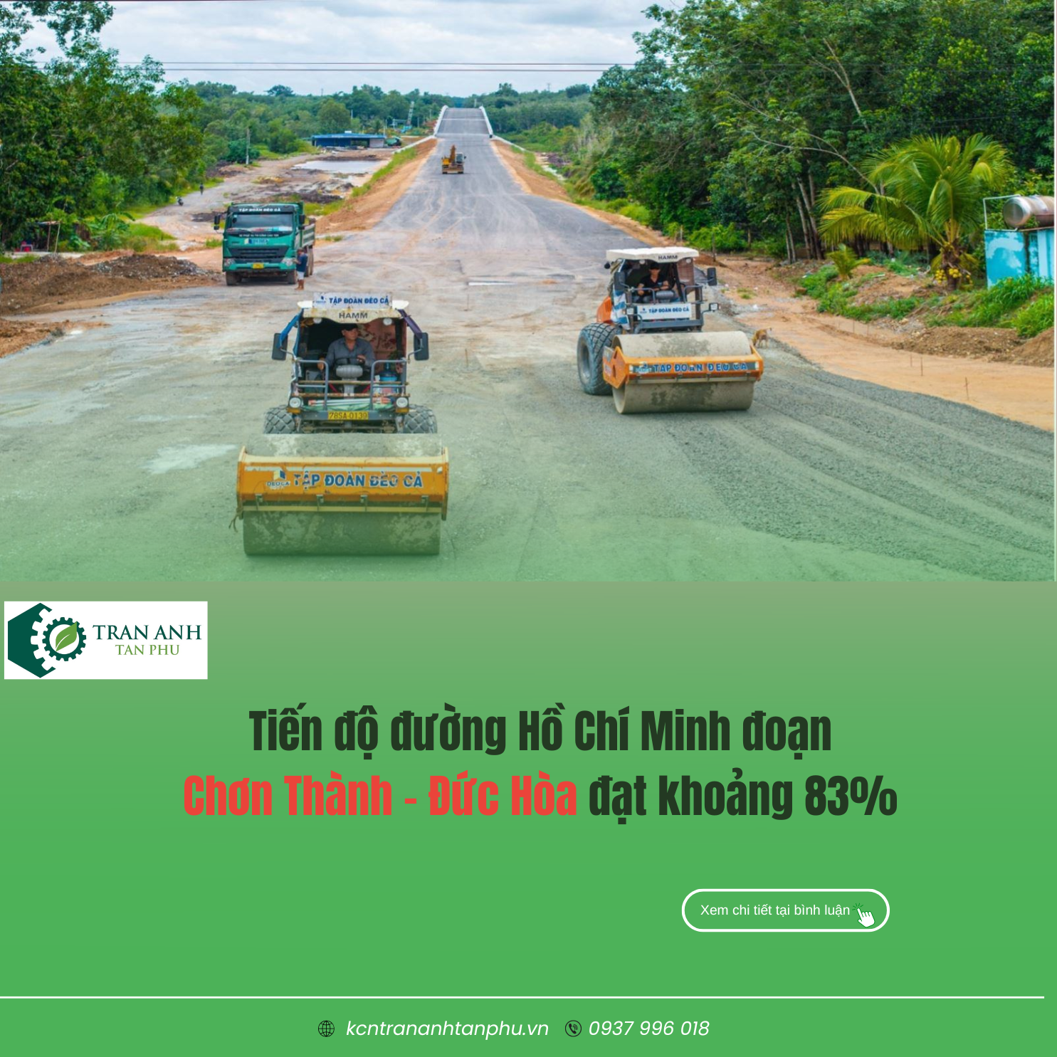 TIẾN ĐỘ ĐƯỜNG HỒ CHÍ MINH ĐOẠN CHƠN THÀNH – ĐỨC HÒA ĐẠT KHOẢNG 83%
