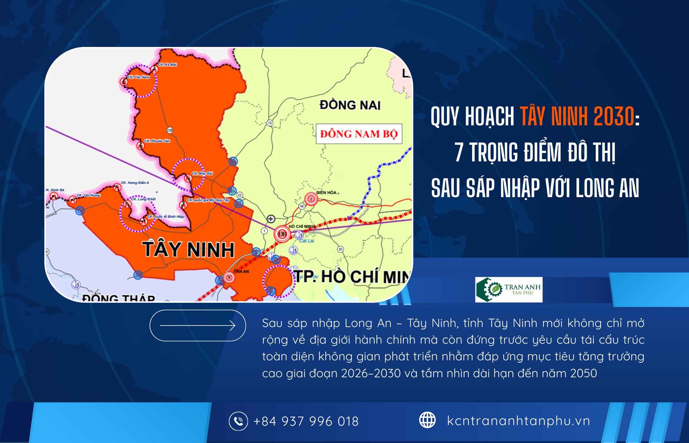 QUY HOẠCH TÂY NINH 2030: 7 TRỌNG ĐIỂM ĐÔ THỊ SAU SÁP NHẬP VỚI LONG AN
